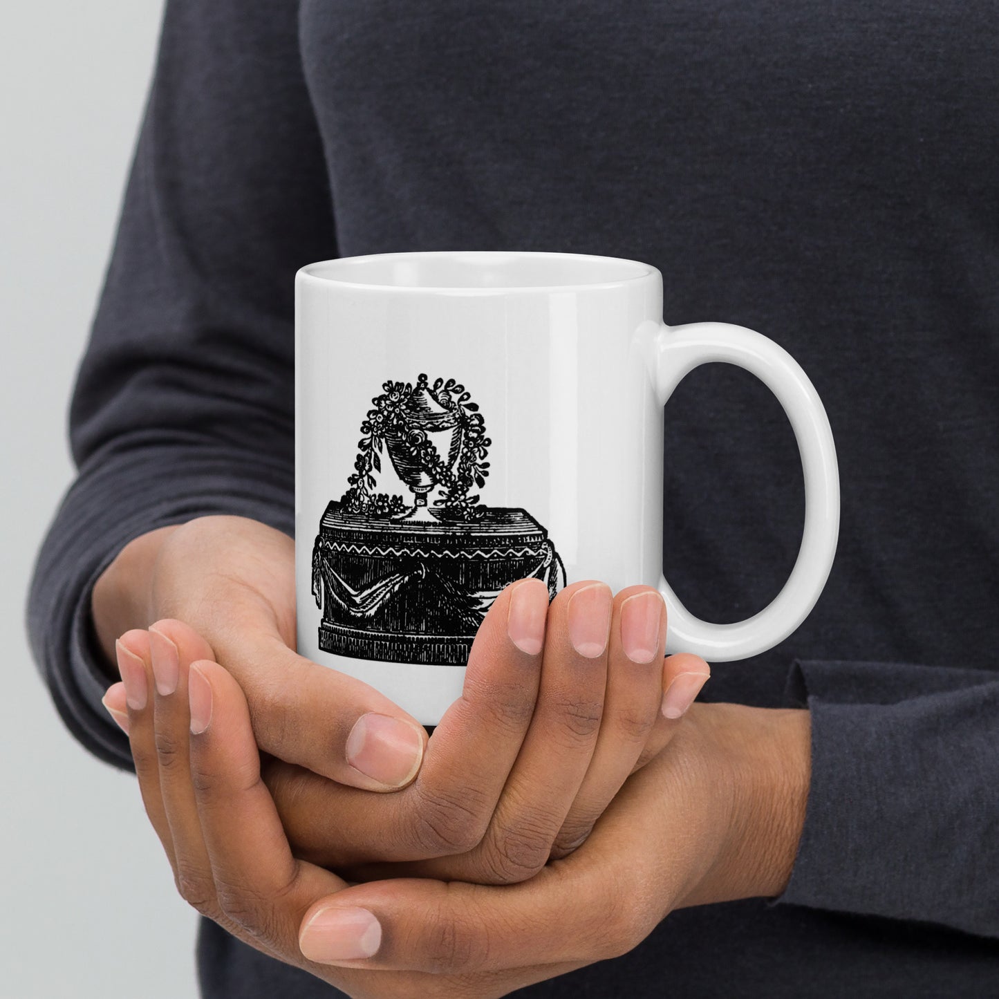If you're not crying tears of blood are you even a writer? This white ceramic mug with a Victorian design is a nod to the suffering of writers past and present.